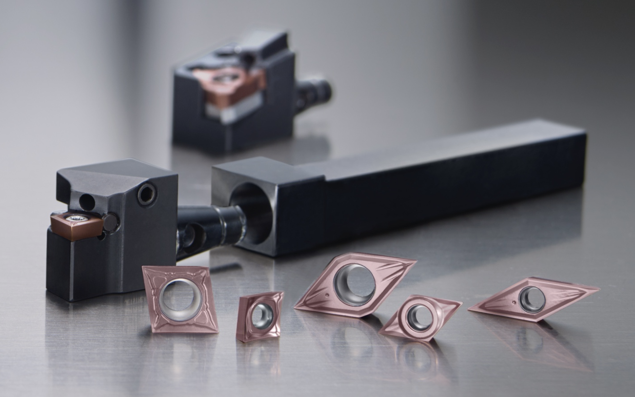 Seco’s quick-change tooling system has a modular head that allows the operator to change inserts outside of the machine. (Image courtesy of Seco Tools)